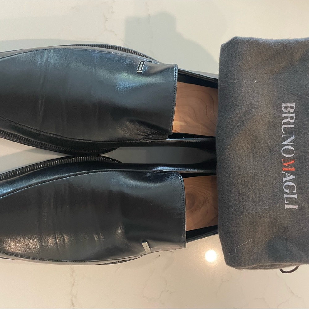 Bruno Magli Black Leather Loafers